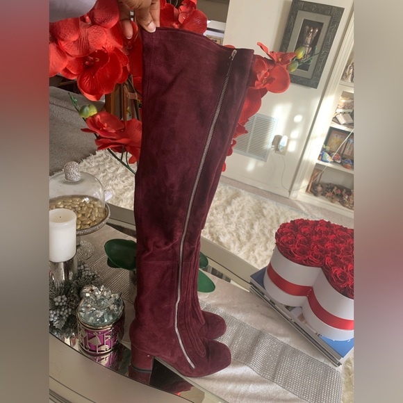 OVER-THE-KNEE BURGUNDY SUEDE SOCK BOOTS SZ 10.5 by LAURENCE DACADE 🔥🔥🔥🔥 - Picture 5 of 17